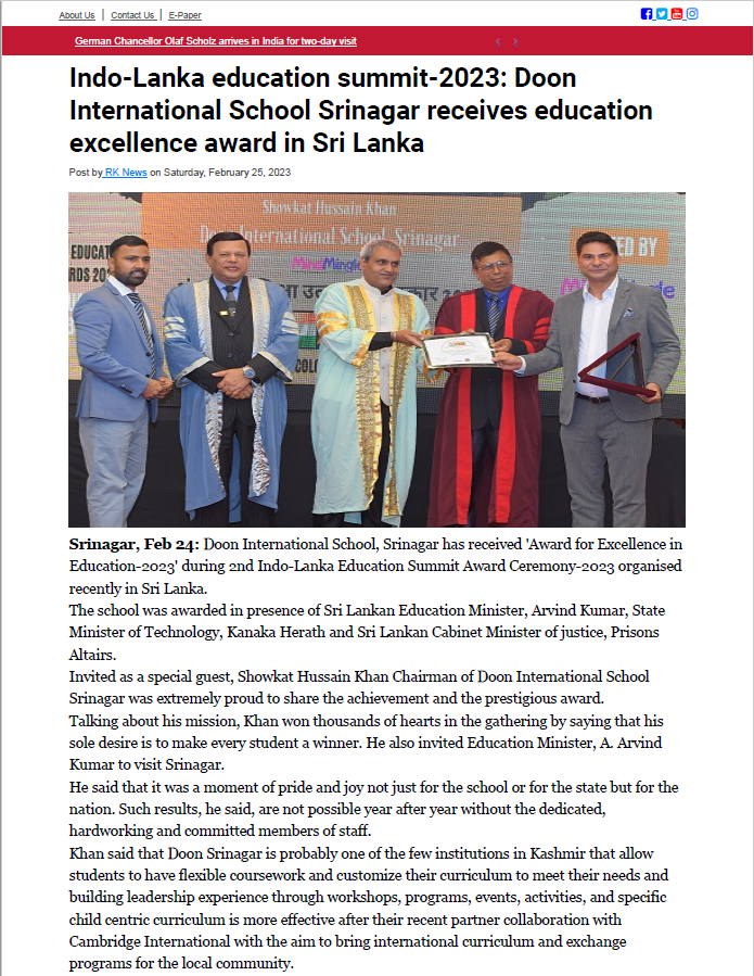 International Award for Excellence by Sri Lankan Government