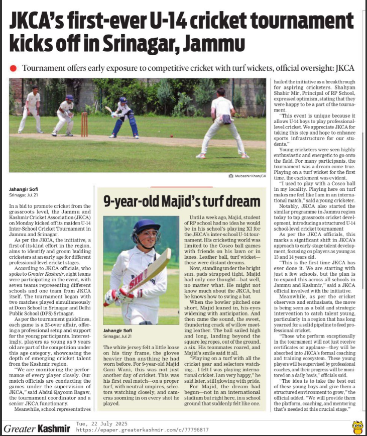 JKCA Interschool Tournament hosted by Doon School
