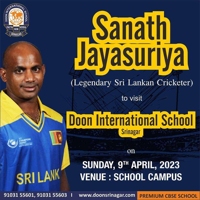 Mr. Sanath Jayasuriya to visit Doon School Srinagar