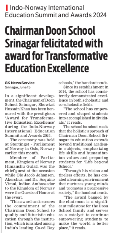 'Award for Transformative Education Excellence'