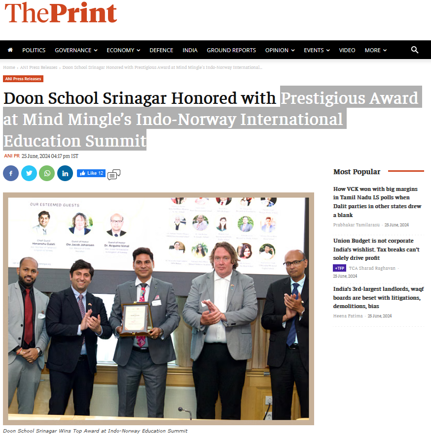 Prestigious Award at Indo-Norway International Education Summit